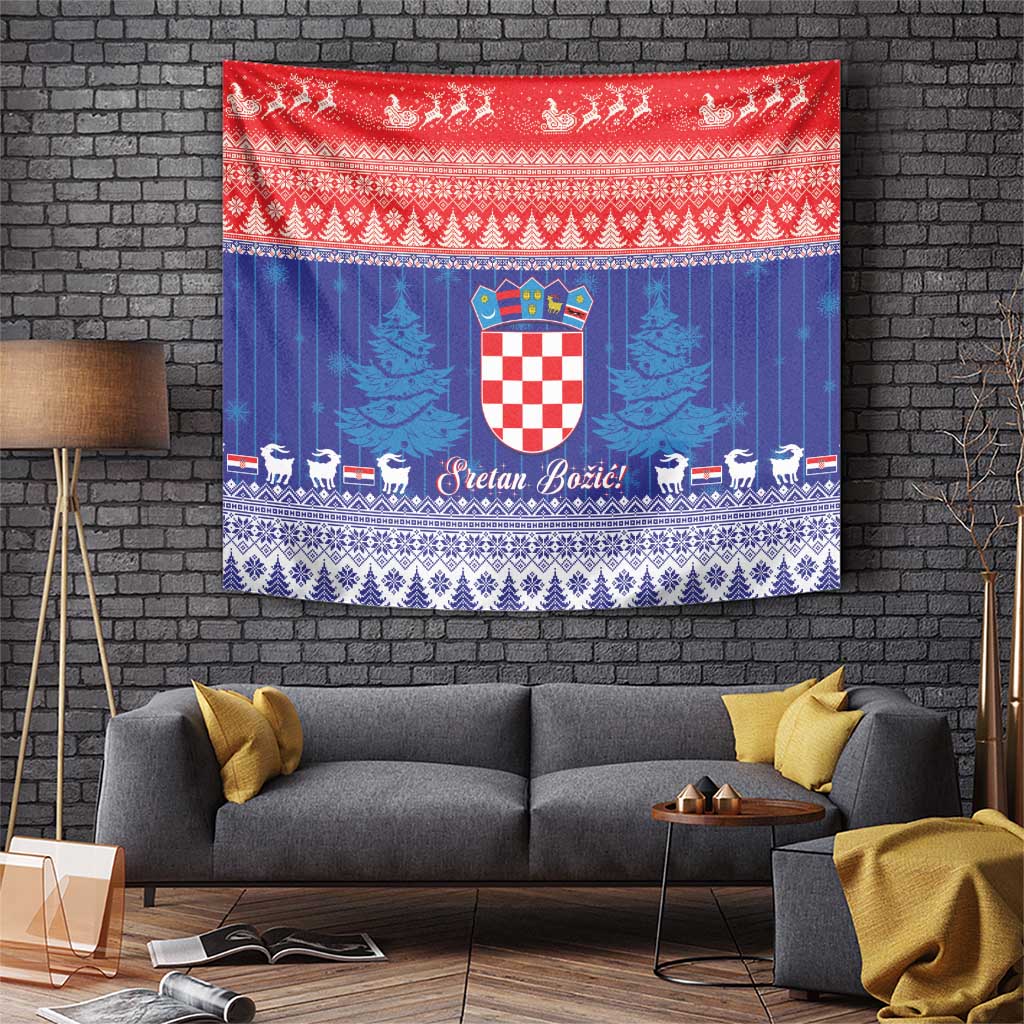 Croatia Christmas Tapestry Coat Of Arms Sretan Bozic - Wonder Print Shop