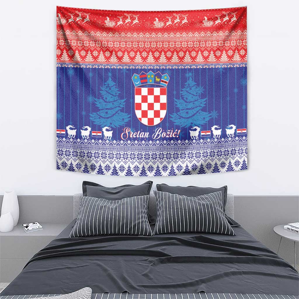 Croatia Christmas Tapestry Coat Of Arms Sretan Bozic - Wonder Print Shop