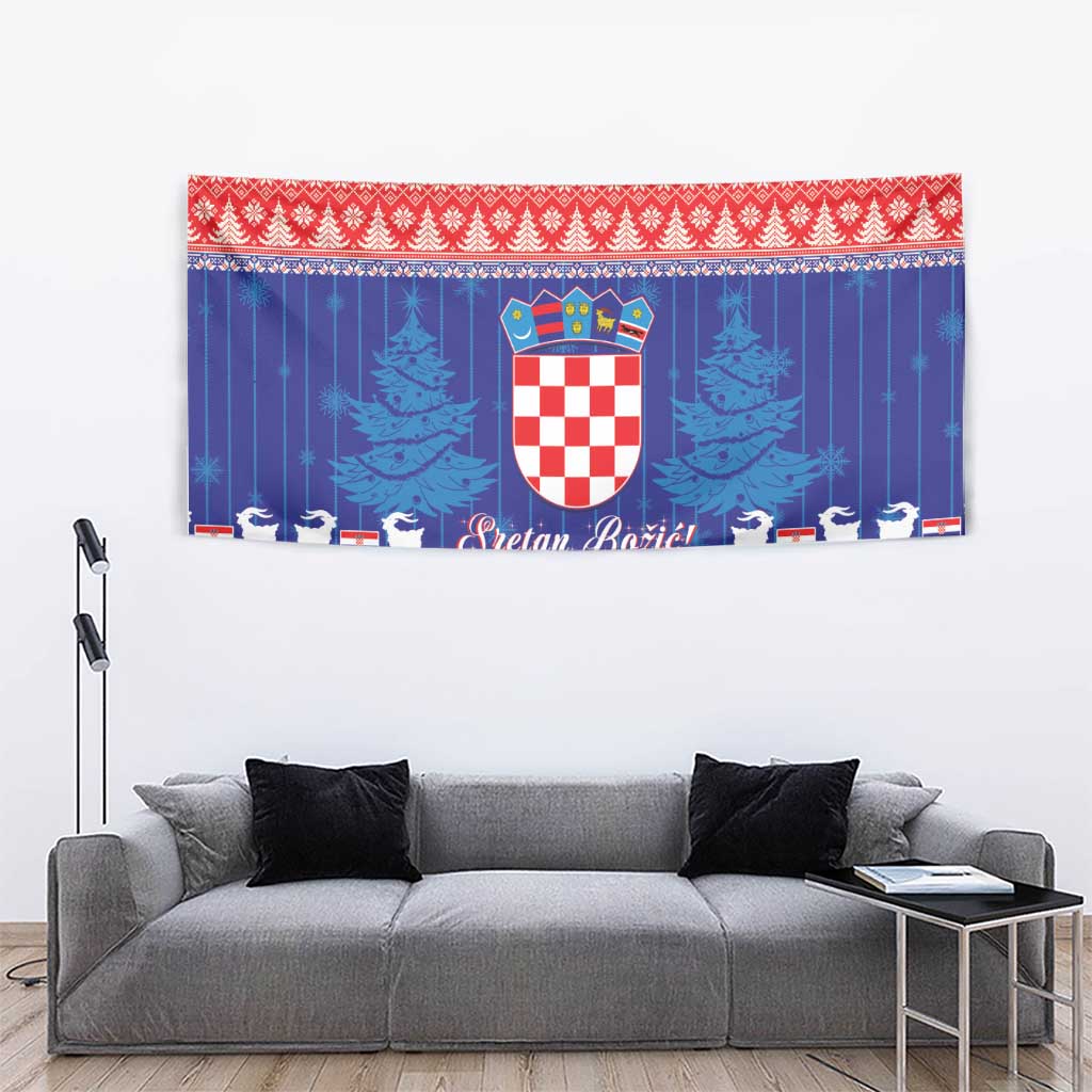 Croatia Christmas Tapestry Coat Of Arms Sretan Bozic - Wonder Print Shop
