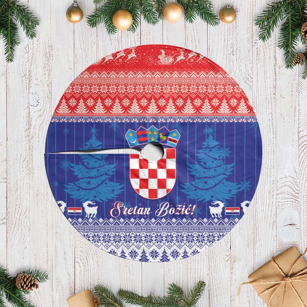 Croatia Christmas Tree Skirt Coat Of Arms Sretan Bozic - Wonder Print Shop