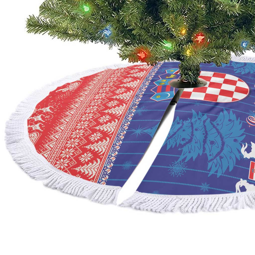 Croatia Christmas Tree Skirt Coat Of Arms Sretan Bozic - Wonder Print Shop