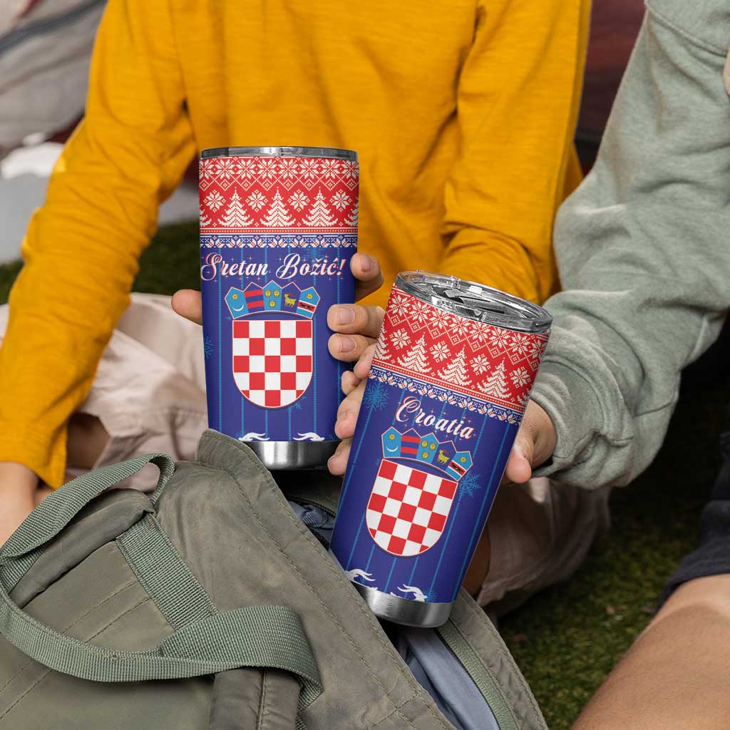 Croatia Christmas Tumbler Cup Coat Of Arms Sretan Bozic - Wonder Print Shop