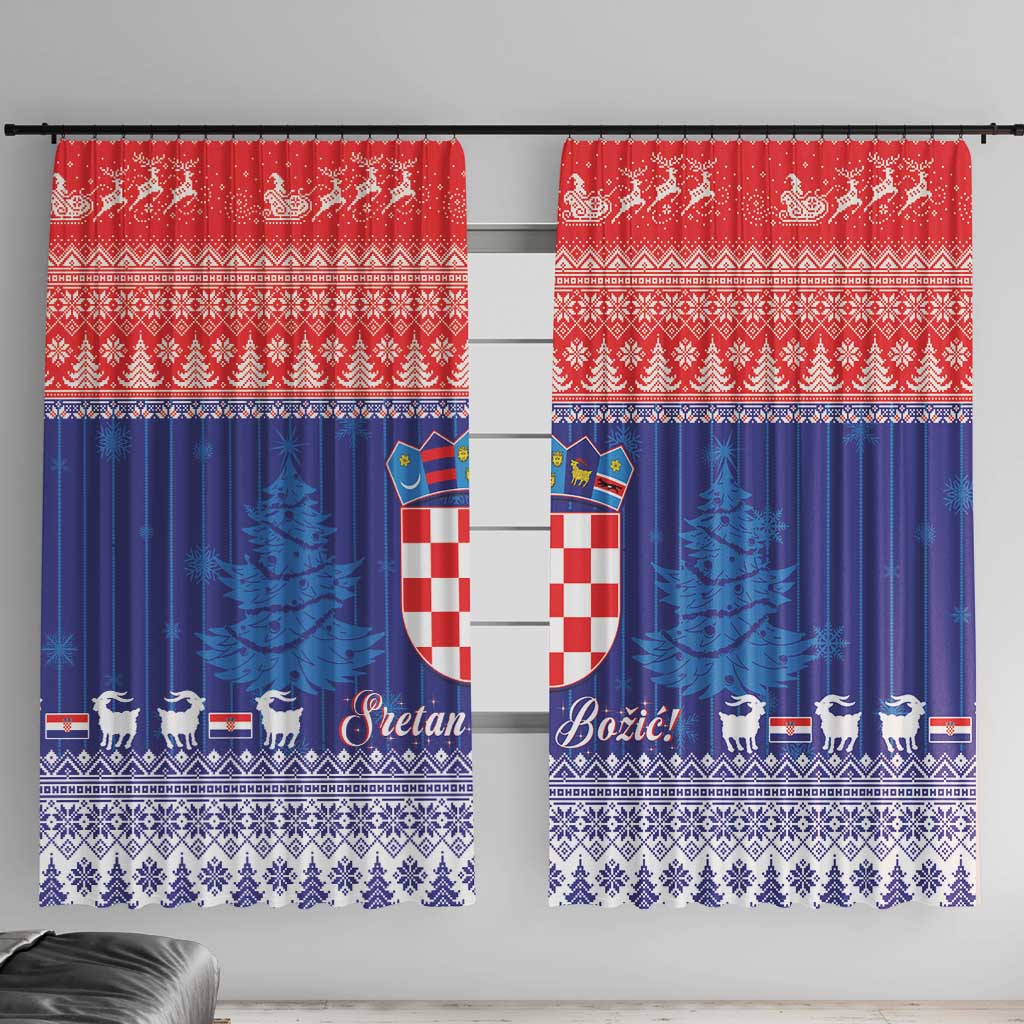 Croatia Christmas Window Curtain Coat Of Arms Sretan Bozic - Wonder Print Shop
