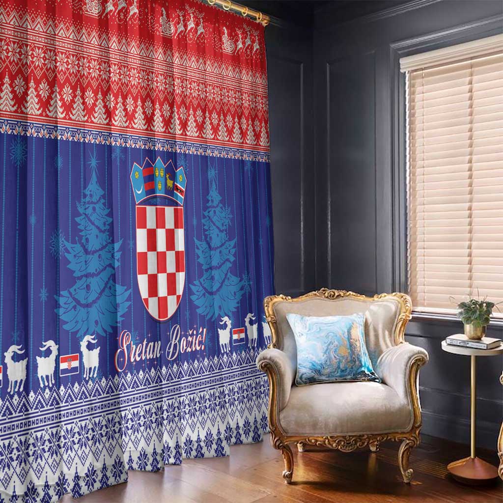 Croatia Christmas Window Curtain Coat Of Arms Sretan Bozic - Wonder Print Shop