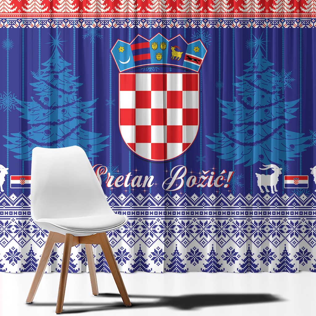 Croatia Christmas Window Curtain Coat Of Arms Sretan Bozic - Wonder Print Shop