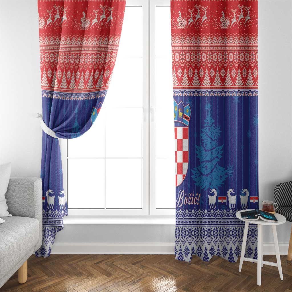 Croatia Christmas Window Curtain Coat Of Arms Sretan Bozic - Wonder Print Shop