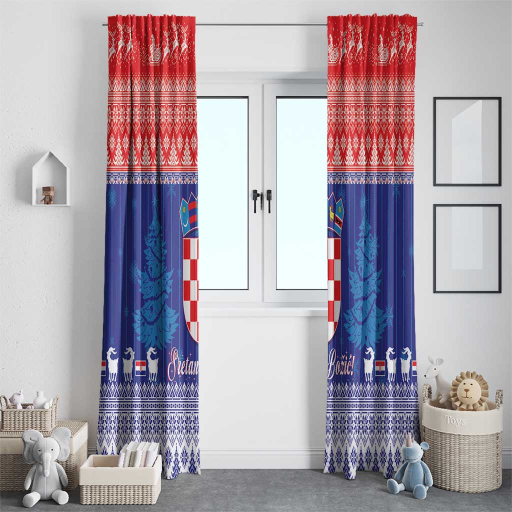 Croatia Christmas Window Curtain Coat Of Arms Sretan Bozic - Wonder Print Shop