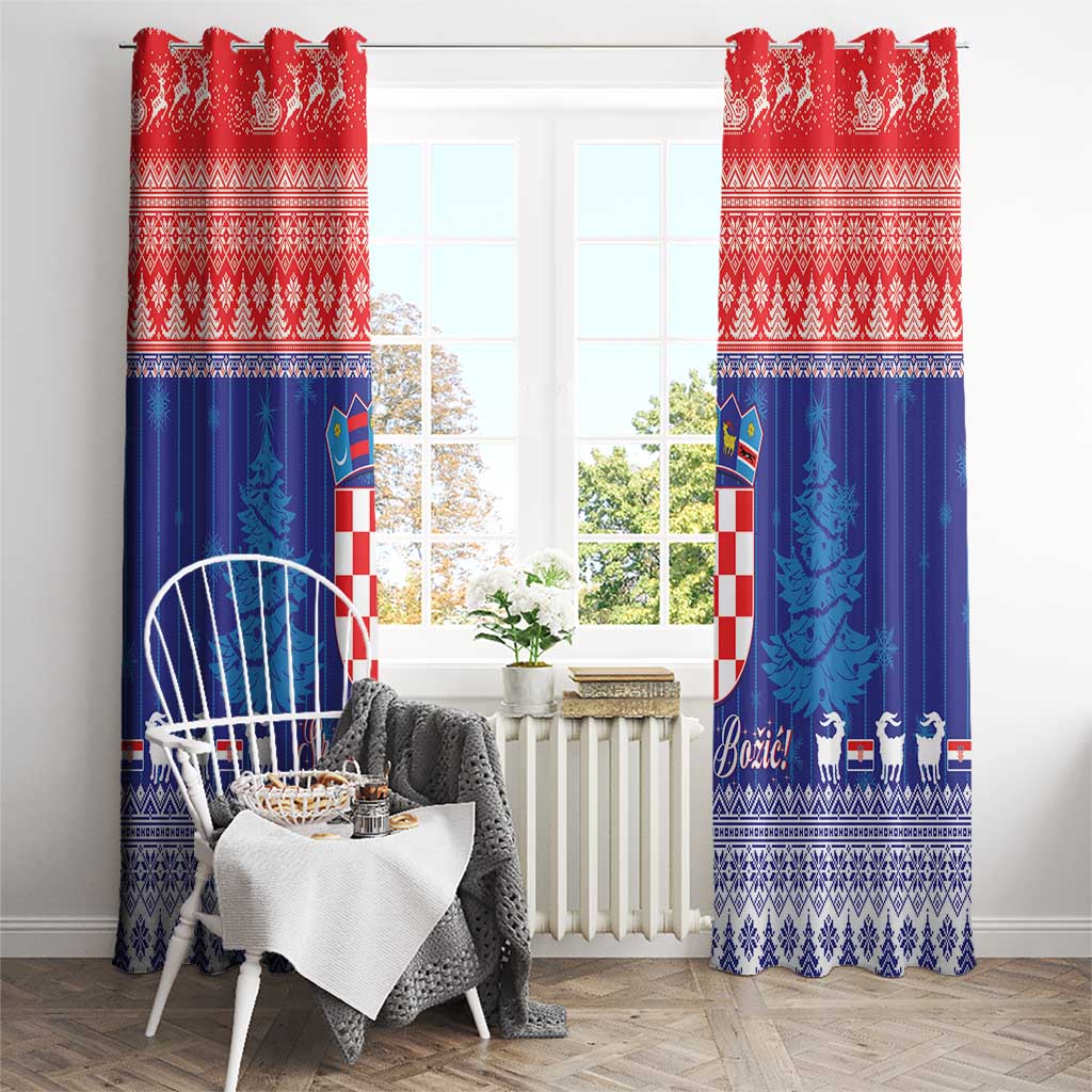 Croatia Christmas Window Curtain Coat Of Arms Sretan Bozic - Wonder Print Shop