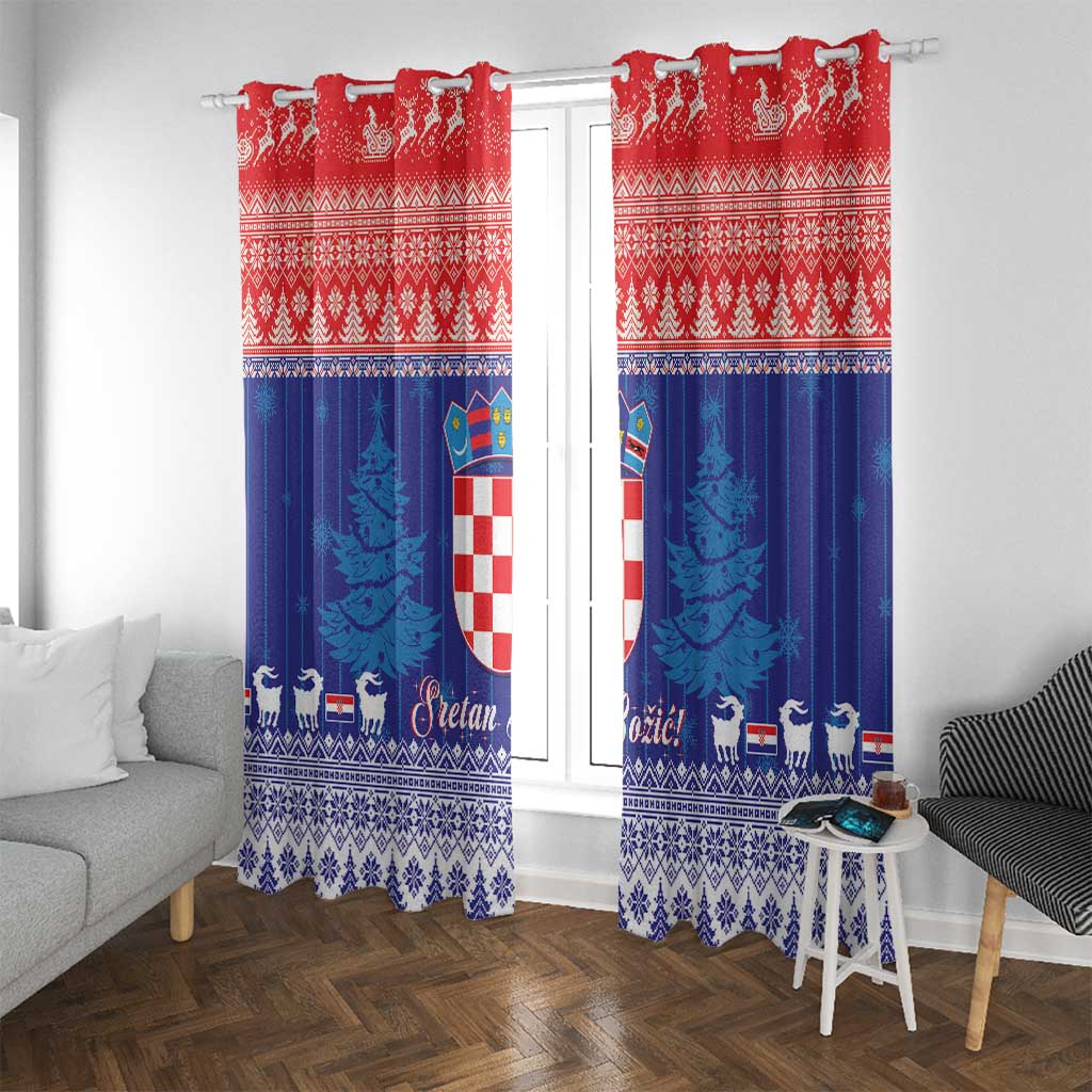Croatia Christmas Window Curtain Coat Of Arms Sretan Bozic - Wonder Print Shop