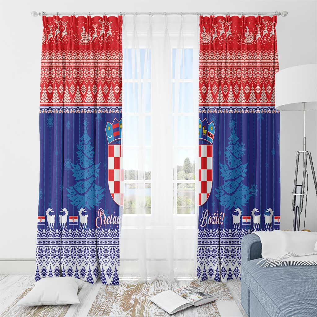 Croatia Christmas Window Curtain Coat Of Arms Sretan Bozic - Wonder Print Shop