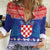 Croatia Christmas Women Casual Shirt Coat Of Arms Sretan Bozic - Wonder Print Shop