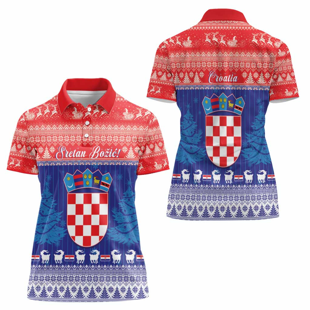 Croatia Christmas Women Polo Shirt Coat Of Arms Sretan Bozic - Wonder Print Shop