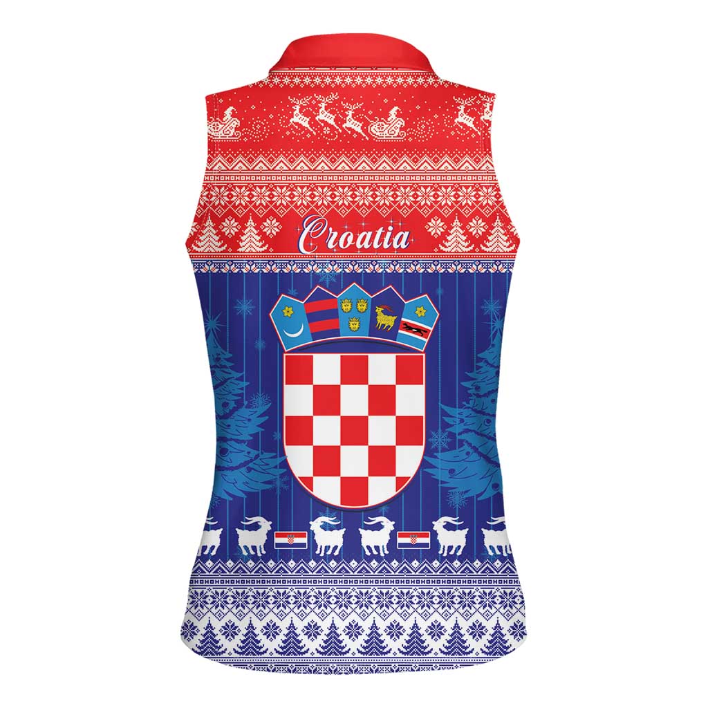 Croatia Christmas Women Sleeveless Polo Shirt Coat Of Arms Sretan Bozic - Wonder Print Shop