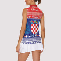 Croatia Christmas Women Sleeveless Polo Shirt Coat Of Arms Sretan Bozic - Wonder Print Shop