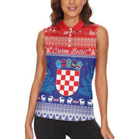 Croatia Christmas Women Sleeveless Polo Shirt Coat Of Arms Sretan Bozic - Wonder Print Shop