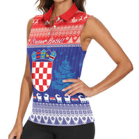 Croatia Christmas Women Sleeveless Polo Shirt Coat Of Arms Sretan Bozic - Wonder Print Shop