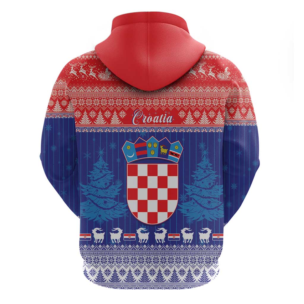 Croatia Christmas Zip Hoodie Coat Of Arms Sretan Bozic - Wonder Print Shop