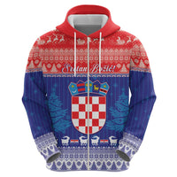 Croatia Christmas Zip Hoodie Coat Of Arms Sretan Bozic - Wonder Print Shop