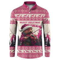 Croatia Christmas Button Sweatshirt Pine Marten Playing Violin - Dark Pink Color - Wonder Print Shop