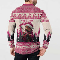 Croatia Christmas Button Sweatshirt Pine Marten Playing Violin - Dark Pink Color - Wonder Print Shop