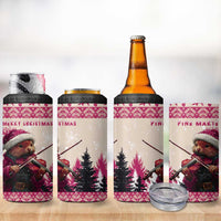 Croatia Christmas 4 in 1 Can Cooler Tumbler Pine Marten Playing Violin - Dark Pink Color - Wonder Print Shop