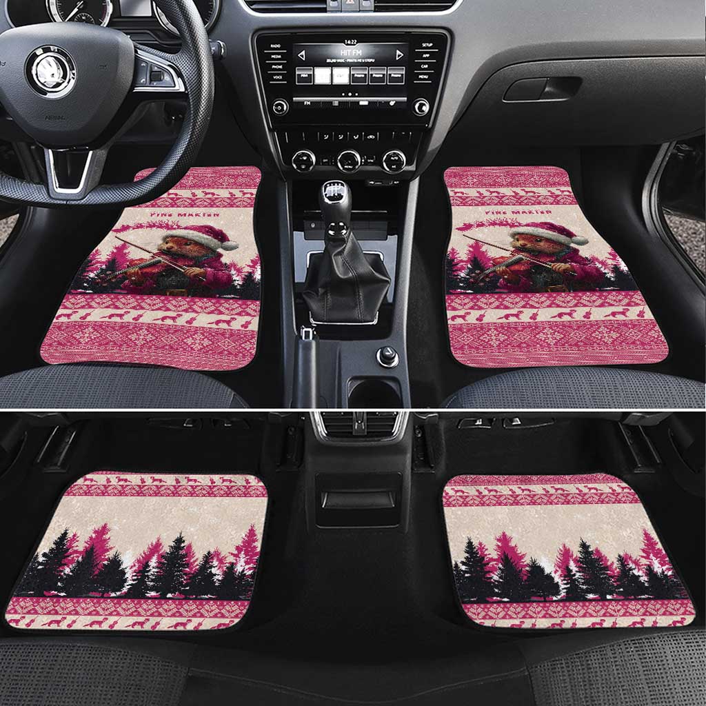 Croatia Christmas Car Mats Pine Marten Playing Violin - Dark Pink Color - Wonder Print Shop