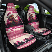 Croatia Christmas Car Seat Cover Pine Marten Playing Violin - Dark Pink Color - Wonder Print Shop
