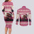 Croatia Christmas Couples Matching Long Sleeve Bodycon Dress and Long Sleeve Button Shirt Pine Marten Playing Violin - Dark Pink Color - Wonder Print Shop