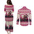 Croatia Christmas Couples Matching Puletasi and Long Sleeve Button Shirt Pine Marten Playing Violin - Dark Pink Color - Wonder Print Shop