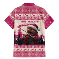 Croatia Christmas Family Matching Mermaid Dress and Hawaiian Shirt Pine Marten Playing Violin - Dark Pink Color - Wonder Print Shop