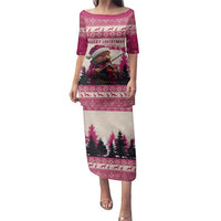 Croatia Christmas Family Matching Puletasi and Hawaiian Shirt Pine Marten Playing Violin - Dark Pink Color - Wonder Print Shop