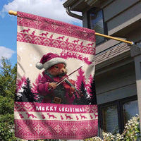 Croatia Christmas Garden Flag Pine Marten Playing Violin - Dark Pink Color - Wonder Print Shop