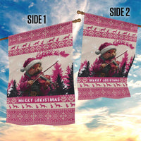 Croatia Christmas Garden Flag Pine Marten Playing Violin - Dark Pink Color - Wonder Print Shop