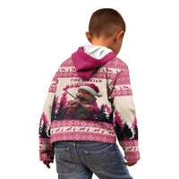 Croatia Christmas Kid Hoodie Pine Marten Playing Violin - Dark Pink Color - Wonder Print Shop