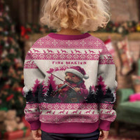 Croatia Christmas Kid Ugly Christmas Sweater Pine Marten Playing Violin - Dark Pink Color - Wonder Print Shop