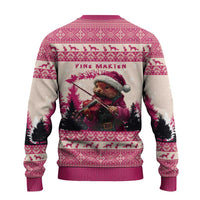 Croatia Christmas Ugly Christmas Sweater Pine Marten Playing Violin - Dark Pink Color - Wonder Print Shop