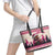 Croatia Christmas Leather Tote Bag Pine Marten Playing Violin - Dark Pink Color - Wonder Print Shop