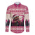 Croatia Christmas Long Sleeve Button Shirt Pine Marten Playing Violin - Dark Pink Color - Wonder Print Shop
