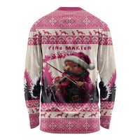 Croatia Christmas Long Sleeve Shirt Pine Marten Playing Violin - Dark Pink Color - Wonder Print Shop