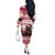 Croatia Christmas Off The Shoulder Long Sleeve Dress Pine Marten Playing Violin - Dark Pink Color - Wonder Print Shop