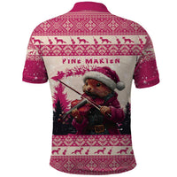 Croatia Christmas Polo Shirt Pine Marten Playing Violin - Dark Pink Color - Wonder Print Shop