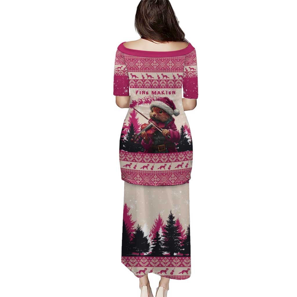 Croatia Christmas Puletasi Pine Marten Playing Violin - Dark Pink Color - Wonder Print Shop