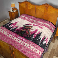 Croatia Christmas Quilt Pine Marten Playing Violin - Dark Pink Color - Wonder Print Shop