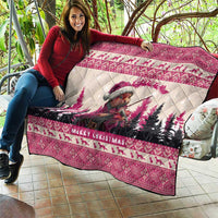 Croatia Christmas Quilt Pine Marten Playing Violin - Dark Pink Color - Wonder Print Shop