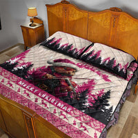 Croatia Christmas Quilt Bed Set Pine Marten Playing Violin - Dark Pink Color - Wonder Print Shop