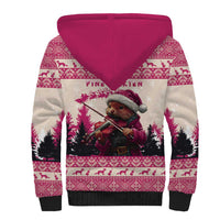 Croatia Christmas Sherpa Hoodie Pine Marten Playing Violin - Dark Pink Color - Wonder Print Shop
