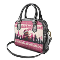 Croatia Christmas Shoulder Handbag Pine Marten Playing Violin - Dark Pink Color
