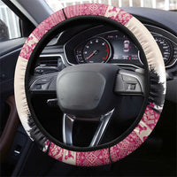 Croatia Christmas Steering Wheel Cover Pine Marten Playing Violin - Dark Pink Color - Wonder Print Shop