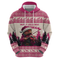 Croatia Christmas Zip Hoodie Pine Marten Playing Violin - Dark Pink Color - Wonder Print Shop