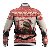 Croatia Christmas Baseball Jacket Pine Marten Playing Violin - Red Color - Wonder Print Shop